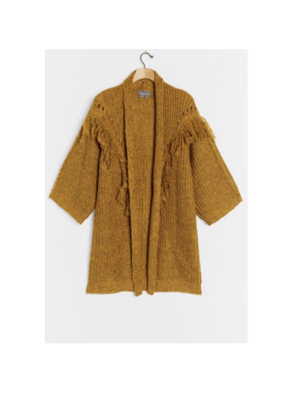 Anthropologie Stevie Fringed Knit Kimono Marled One Size Sweater Cardigan